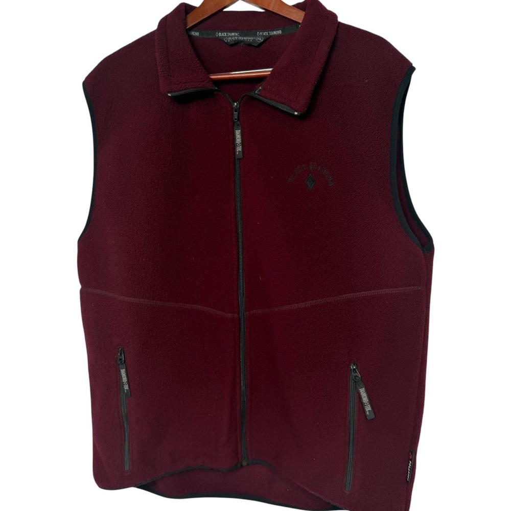 Black Diamond Polartec Fleece Vest Mens XL Burgundy Maroon Full Zip Made in USA